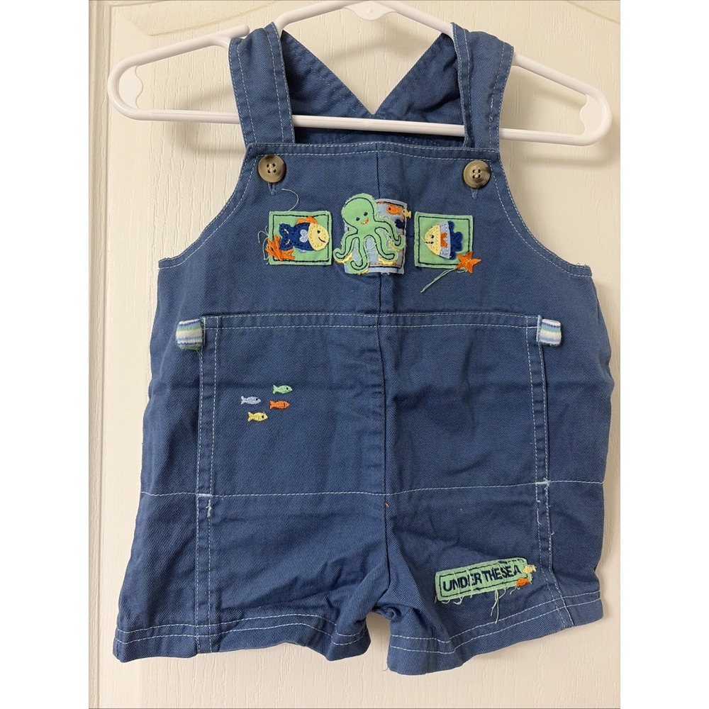 Vintage 100% Cotton Boy Under The Sea Overall One Piece Size 3-6M Fishing Sailor